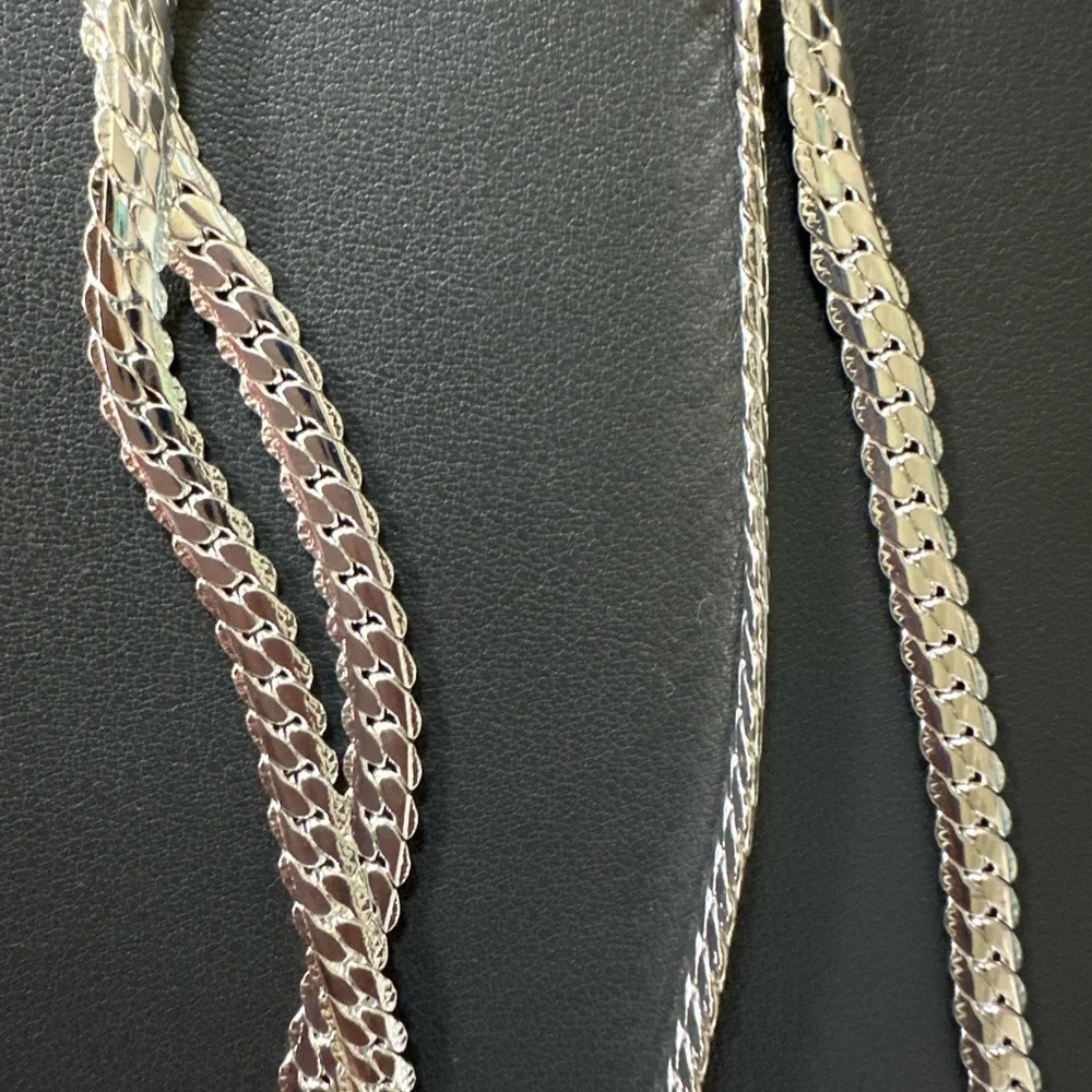 Men’s Women’s Silver Plated 5mm Chain Necklace 19”